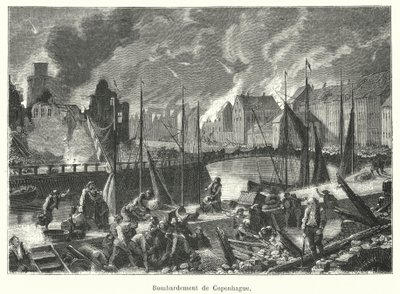 Bombardement de Copenhague (gravure) - French School