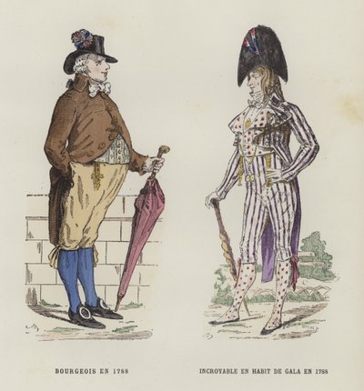 Bourgeois et un dandy en costume de fête, 1788 - French School