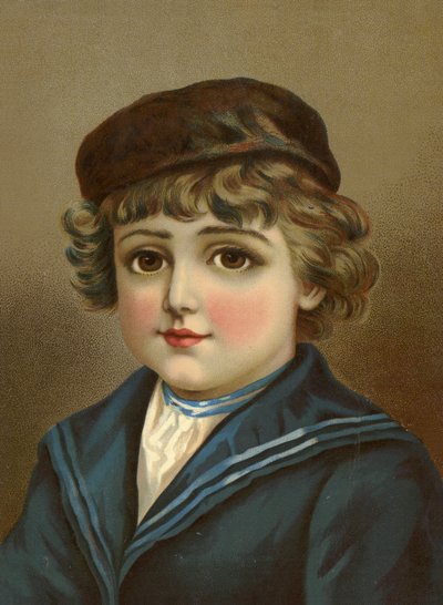 Garçon, aux grands yeux marron, en costume de marin - French School