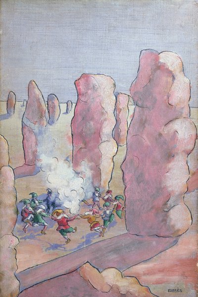 Gnomes bretons dansant autour d