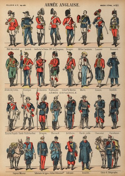 Uniformes militaires britanniques et espagnols - French School