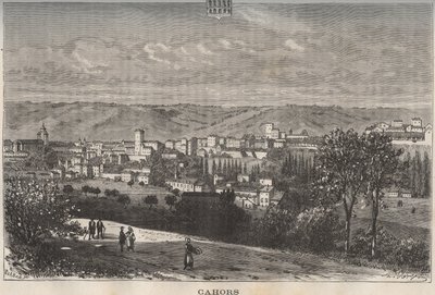 Cahors - Lot - Midi-Pyrénées - gravure dans « La France illustrée : géographie, histoire, administration statistique » par V.A. Malt-Brown. 1884 - French School