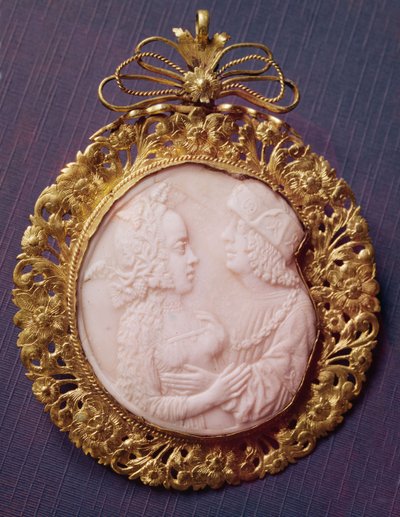 Camée avec deux portraits (ivoire et argenterie) - French School