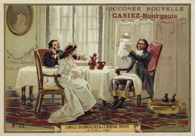 Camille Desmoulins et le général Brune, Révolution française, 4 avril 1794 - French School