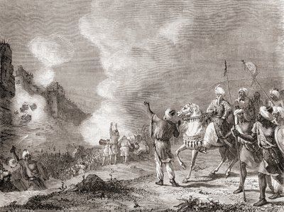 Des canons utilisés comme machines de siège par le sultan Abu Yaqub Yusuf lors du siège de Sijilmasa, Maroc en 1274, de 