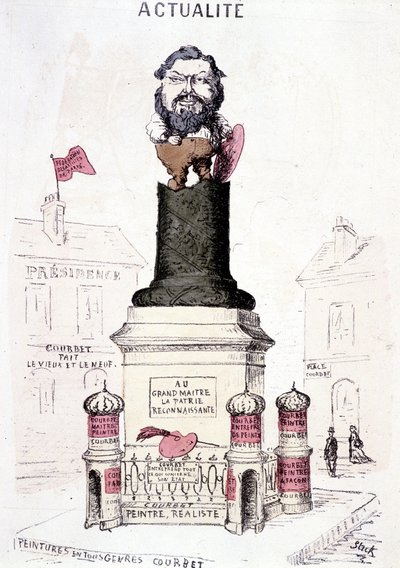 Caricature de Courbet en statue sur la base tronquée de la colonne Vendôme - French School