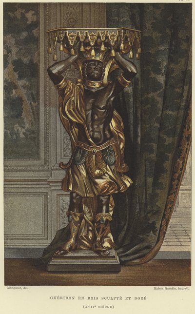 Piédestal en bois sculpté et doré, 17ème siècle - French School