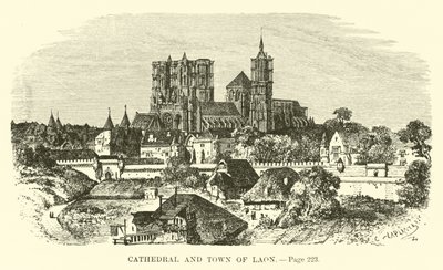Cathédrale et ville de Laon - French School