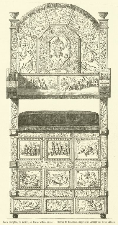 Chaise sculptée, en ivoire, au Trésor d