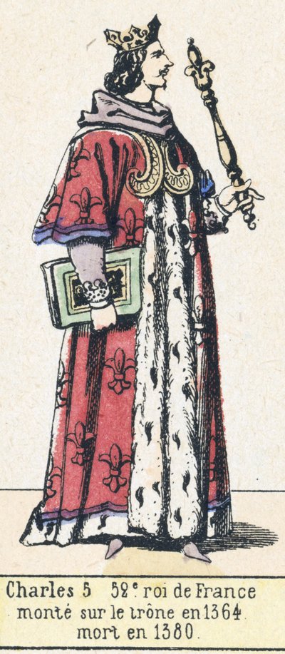 Charles V, 52e roi de France, monte sur le trône en 1364, mort en 1380 - French School