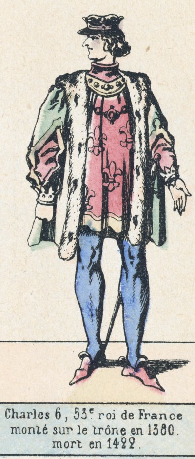 Charles VI, 53e roi de France, monté sur le trône en 1380, mort en 1422 - French School
