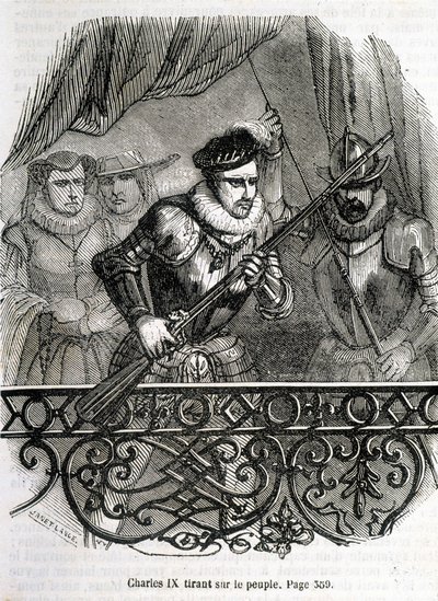Charles IX tirant sur le peuple - dans « Histoire de France » par L.-P. Anquetil - French School