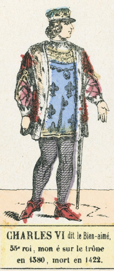 Charles VI dit le Bien-aimé, 53e roi, monté sur le trône en 1380, mort en 1422 - French School