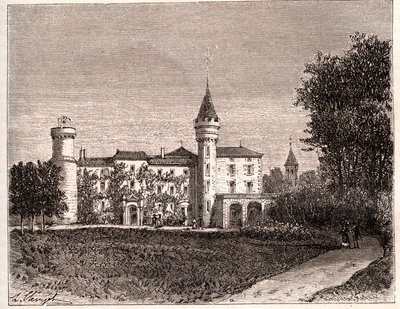 Château de Lamartine - 71520 Saint-Point - gravure dans « La France illustrée : géographie, histoire, administration statistique » par V.A. Malt-Brown. 1884 - French School