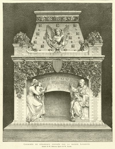 Cheminée en céramique exposée par la maison Loebnitz - French School