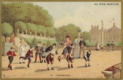 Enfants jouant à saute-mouton dans les jardins du Luxembourg - French School