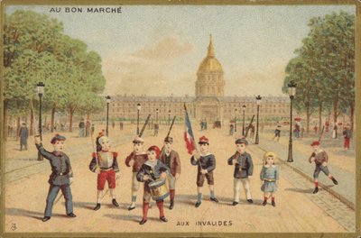 Enfants jouant aux soldats sur la place - French School