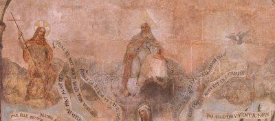 Église Saint-Jean-Baptiste. Intérieur. Chapelle Saint-Fursy. Peintures murales. La glorification de Marie (fresque dite de la bonne mort). Début du XVIIe siècle. - French School