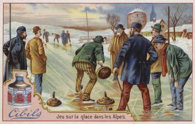 Carte Cibils représentant le curling - French School