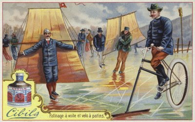 Carte Cibils représentant le patinage sur glace - French School