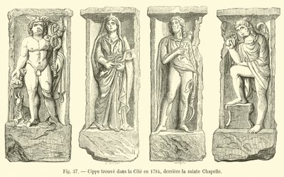 Cippe trouvé dans la Cité en 1784, derrière la Sainte-Chapelle - French School