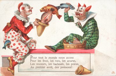 Clowns jonglant avec des poissons pour le 1er avril - French School