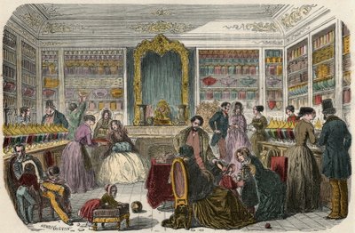 Confiserie à Paris au XIXe siècle - Gravure dans « Tableau-de-Paris » par Edmond Texier 1852 - French School