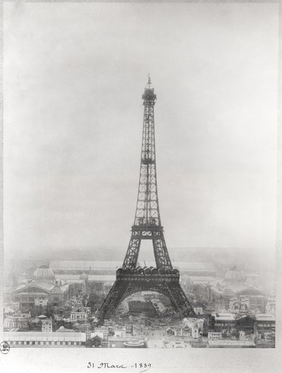 Construction de la Tour Eiffel, Paris, 31 mars 1889 - French School