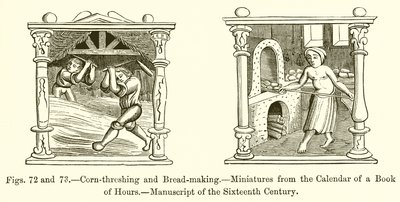 Battage du maïs et fabrication du pain - French School