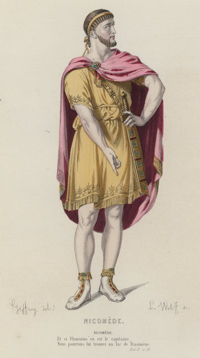 Corneille, Nicomède, Acte II, Scène III (gravure en couleur) - French School