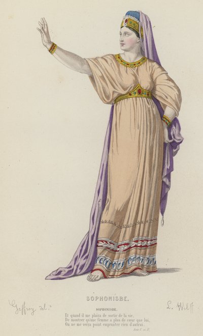 Corneille, Sophonisbe, Acte V, Scène II (gravure en couleur) - French School