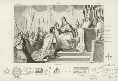 Couronnement de Charlemagne comme empereur romain germanique, Rome, 800 - French School