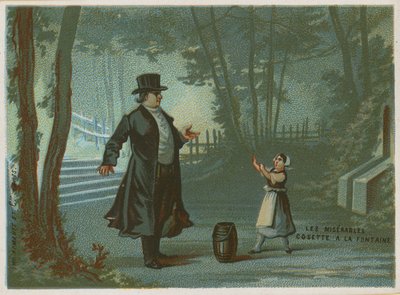 Cosette à la fontaine ; scène des Misérables de Victor Hugo - French School