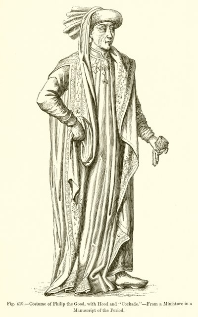 Costume de Philippe le Bon, avec capuche et cocarde - French School