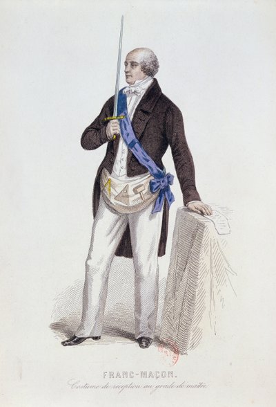 Costume de franc-maçon pour sa réception au grade de Maître, vers 1848 - French School