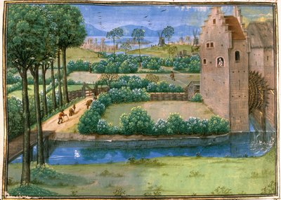 Paysage flamand avec un moulin à eau au premier plan et un moulin à vent en arrière-plan, de l