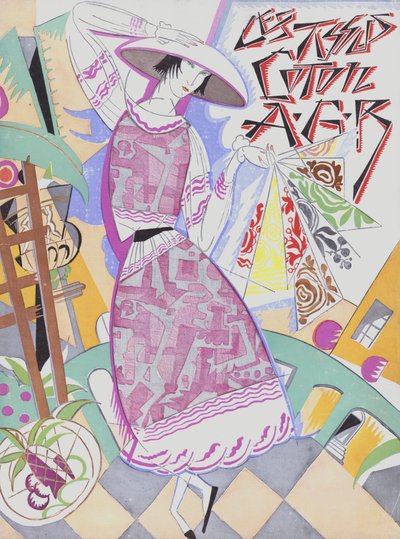 Dessins de tissus en coton des années 1920 (lithographie couleur) - French School
