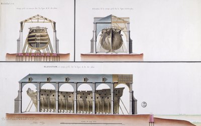 Coupe transversale et élévation d