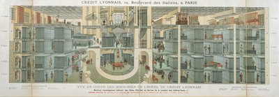 Coupe transversale du sous-sol du Crédit Lyonnais, 19 Boulevard des Italiens, vers 1878-1882 - French School
