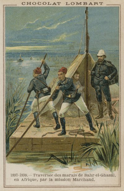 Traversée des marais de Bahr-el-Ghazal en Afrique - French School