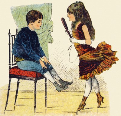 Danseuse. Gravure dans "ABC indéchirable sur toile vernie". A. Capendu, éditeur, Paris, fin XIXe siècle. Librairie enfantine illustrée. - French School