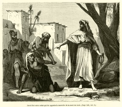 David fait saisir celui qui lui apporte la nouvelle de la mort de Saül - French School