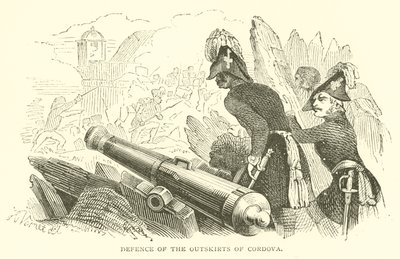 Défense des faubourgs de Cordoue (gravure) - French School