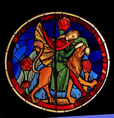 Samson et le lion, ex Sainte-Chapelle, Baie K - French School