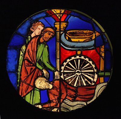 Le Samson capturé est forcé de travailler pour les Philistins, ex Sainte-Chapelle, Baie K - French School