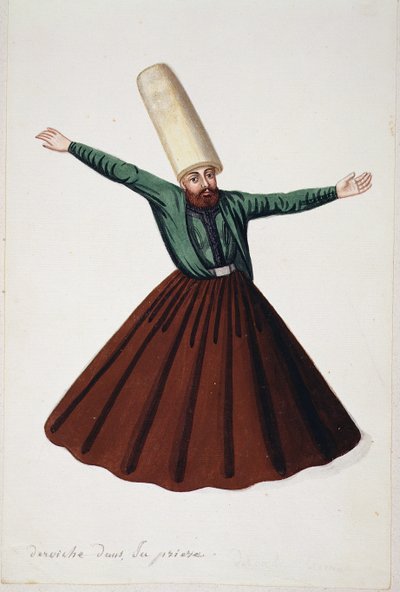 Derviche en prière, période ottomane, troisième quart du XVIIIe siècle - French School