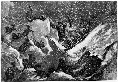 Descente et montée des hummocks - dans « voyage à la mer polaire » par Nares Georges S., Paris - French School