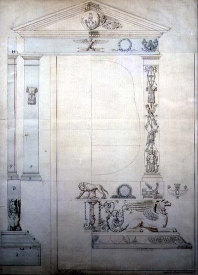 Conception pour un miroir cheval, c.1815 - French School