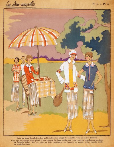 Design for dresses for a garden party, Les Idées Nouvelles - French School
