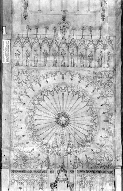 Conception de la rosace et de la galerie des rois sur la façade de la cathédrale de Strasbourg, vers 1380 - French School
